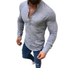 Spring New Fashion Solid Color Shirts For Men Stand Collar Work Shirts Men Casual Long Sleeve Mens Shirts