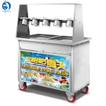 Square Pans Thailand Fried Ice Pan Machine With 10 Chilled Trays and Built-In Fridge