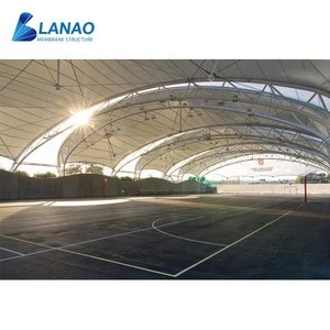 Stadium hall football basketball tensile field cover large span roofing system tensile fabric shade structure sports court tent