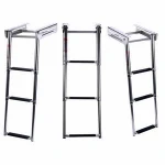 Stainless Steel 3 Step Telescoping Ladder extension Ladder for Marine Boat  Folding Ladder Under platform