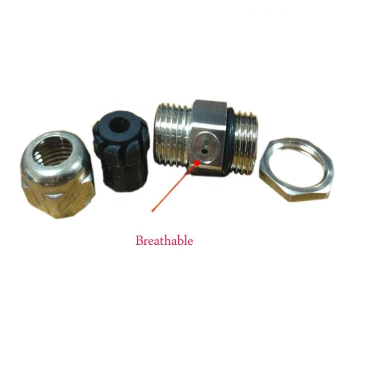 Stainless steel  breathable waterproof PG7 M12*1.5mm metal cable gland