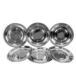 Stainless Steel Round Plate Set of 6 Size 18cm Classic Design Set Kitchenware Tableware Dinner Plate Use For Multifunctional