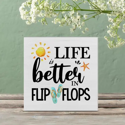 Buy Summer Beach Wood Box Sign Desk Decor Life Is Better In Flip Flops ...