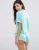 Import Summer Nightwear Women Sexy Nightgown Pyjamas Short Sleeve Silk Stain Comfortable Blue Sleepwear With Top And Short Set from China