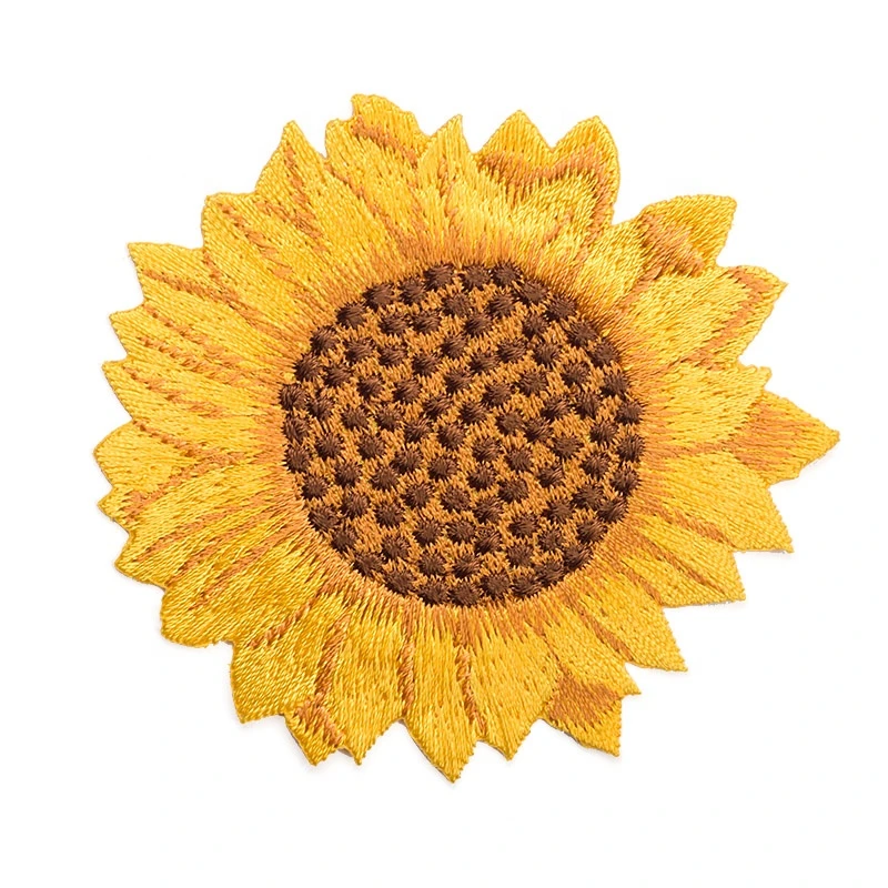 Sunflower Iron On Embroidered Patches Flower patches custom embroidery patch for t shirt / hats Accept custom designs