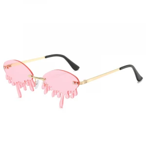 sunglasses women teardrop fashion cute rimless shades custom designer luxury metal flame 2020 new arrivals sun glasses 77019