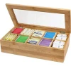 Tea Organizer Bamboo Tea Box with Small Drawer 100% Natural Bamboo Tea Chest - Great Gift Idea