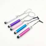 Touch-sensitive screen device smart phone stylus pen with carabiner keychain