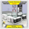 trade show Jewelry display cabinet with champagne gold stainless steel jewelry store furniture