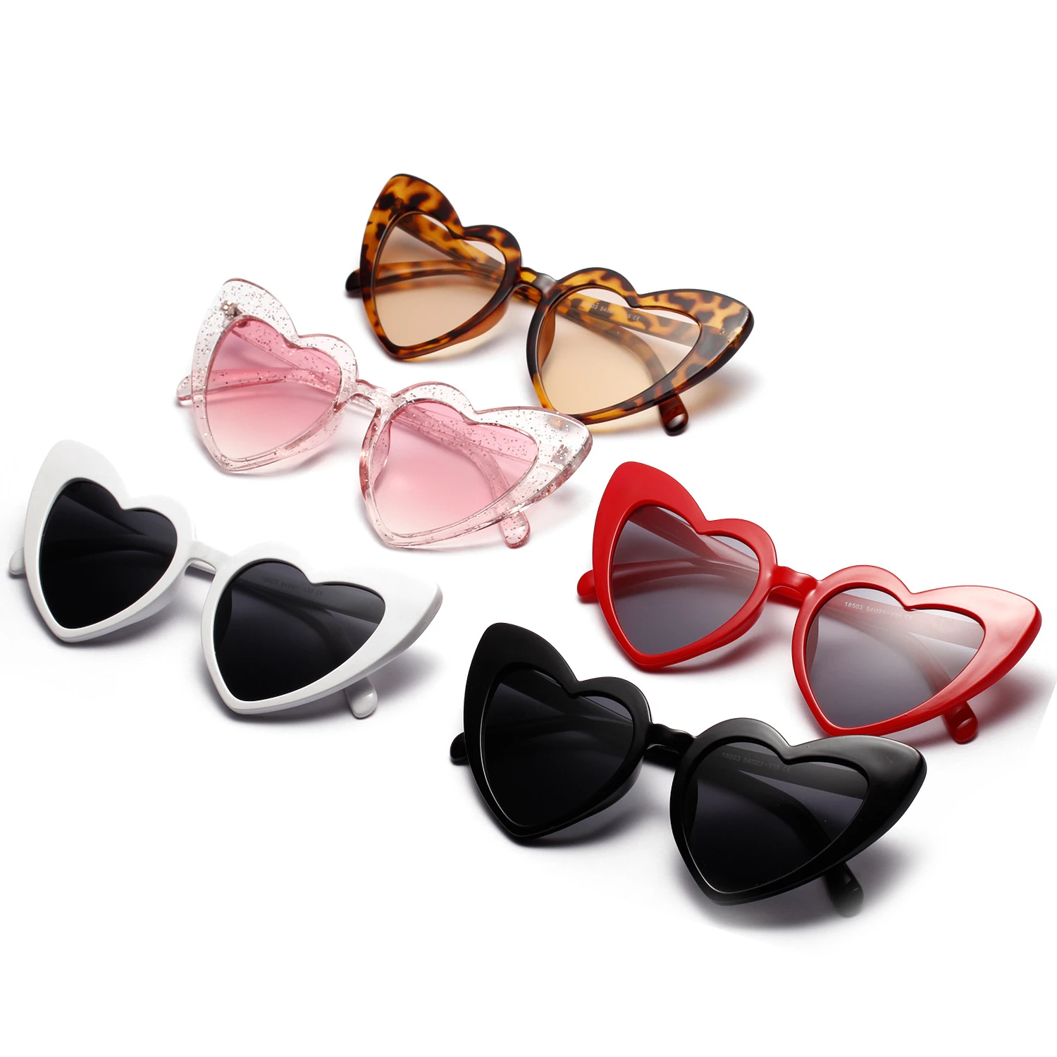 Transparent Color Oversize PC Frame PC Lenses heart shape Fashion Sunglasses