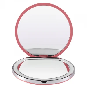 Travel portable folding with led light to zoom in smart mini pocket crystal private label makeup mirror