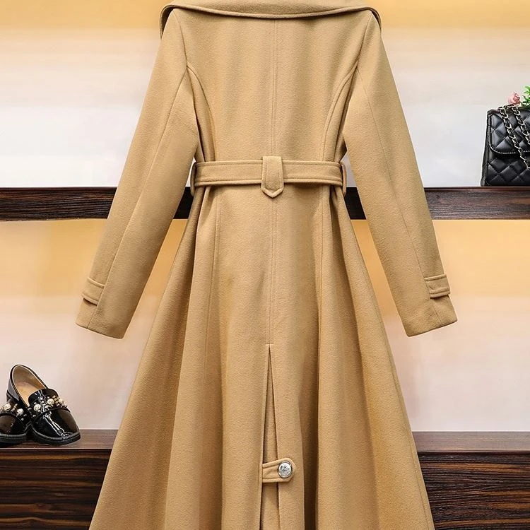 Trench Coat Womens For Winter Button Tie Waist Trench Coat New Long Belt Wool Camel WomenS Windbreaker