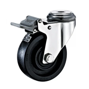 trolley caster wheels stainless steel fork caster swivel wheel with brake anti 220 degree high temperature caster