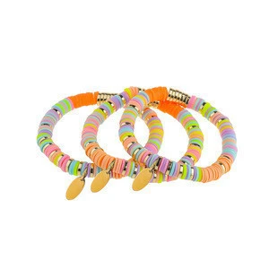 TTT Jewelry 3pcs Set Bracelet Wholesale Heishi Beads Customized :Hanging Logo Heishi Bracelet For Woman