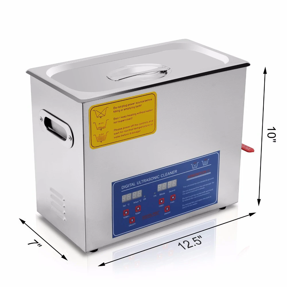 Ultrasonic Cleaner Stainless Steel 6L Commercial Ultrasonic Cleaner 180W Ultrasonic Power Heater Digital Time