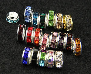 various color crystal space beads mix  rhinestone metal loop beads 6mm 8mm 10mm crystal space beads jewelry accessories