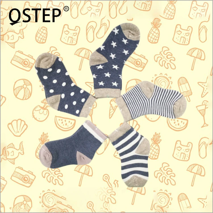 Various color warm unisex korean navy design comfortable long cotton baby socks set