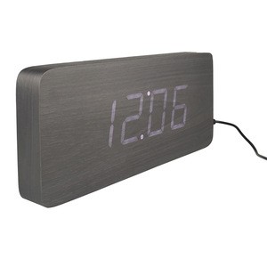 Wall clock super thin wooden digital LED alarm clock CE RoHS approved, EC-W073