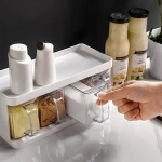 Wall Mount Spice Rack Plastic Kitchen Spice Storage Box Bottle Jars Transparent Salt Pepper Cumin Power Container Seasoning Box