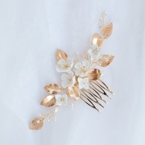 White Cherry Blossom Ceramic Flowers Bridal Hair Pin Set Wedding Hair Comb Accessories Jewelry Headwear