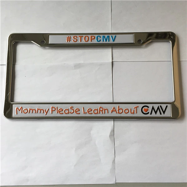 white reflective  custom metal stainless steel  license plate frame