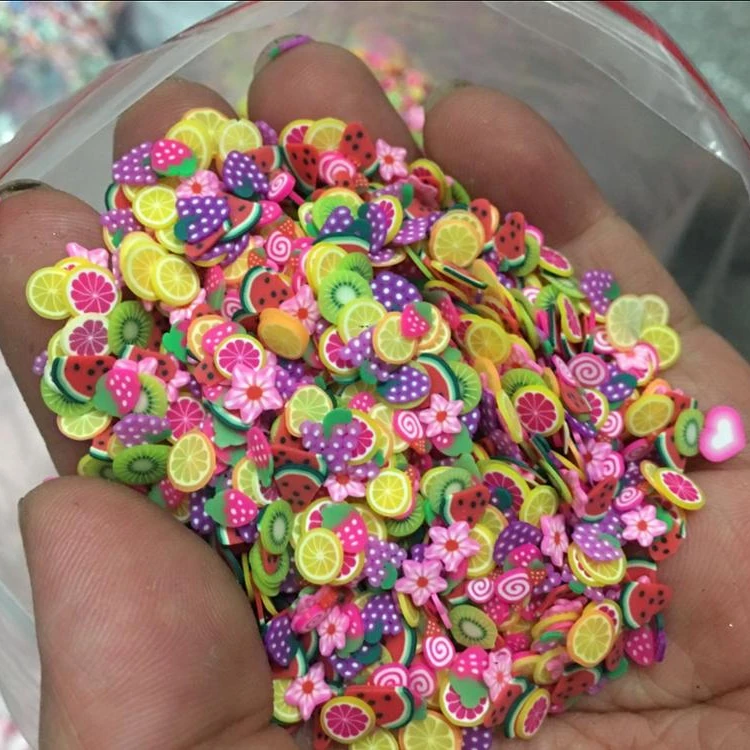 Wholesale 5mm Polymer Clay 3D Nail Art Decoration Mix Flowers Fruit Slices For DIY Nail Art