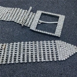 Wholesale AAAAA charming crystal with metal stone lady waist belt cloth accessory 103cm*4.2cm