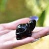 Wholesale black obsidian stone carved turtles for crafts