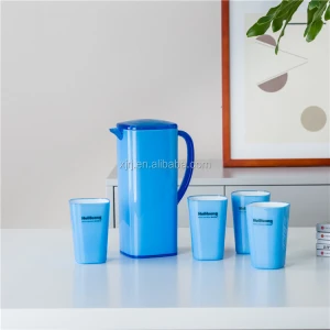 Wholesale bulk custom logo houseware drinkware plastic pitcher cold water jug with cups