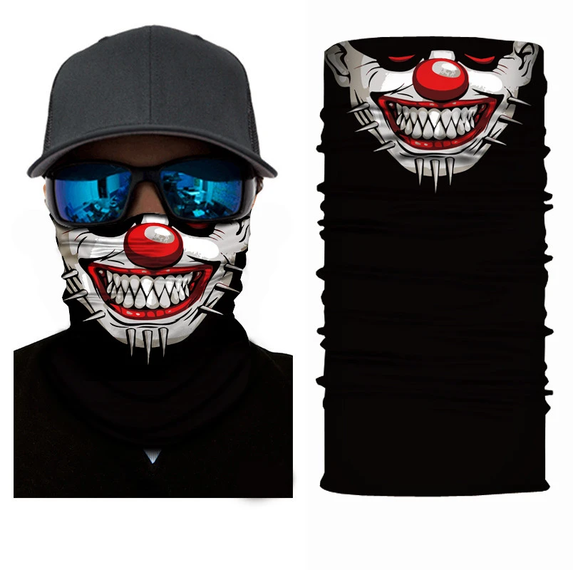 Wholesale Clown Face Polyester Seamless Shield Tube Neck Gaiter Bandana