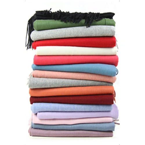 Wholesale Custom Embroidery Logo High Quality Winter Warm Solid Color Viscose Cashmere Women Pashminas Scarf Shawl