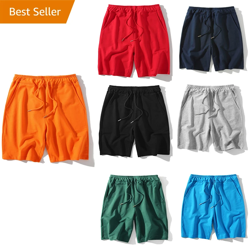 Wholesale Custom LOGO mens Workout 100%Cotton French Terry Shorts Sport men Fitness sweat Shorts