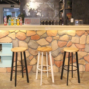 Wholesale Factory Cheap Price Modern Metal Base Wooden Seat 75cm High Luxury Kitchen Restaurant Bar Counter Stools