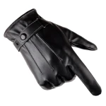 Wholesale fashion black touch screen PU leather glove for men Men's glove