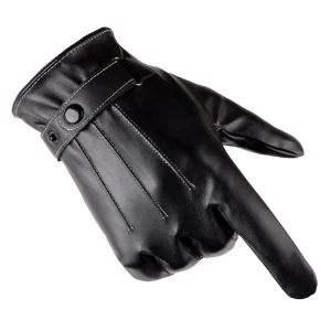 Wholesale fashion black touch screen PU leather glove for men Men&#x27;s glove