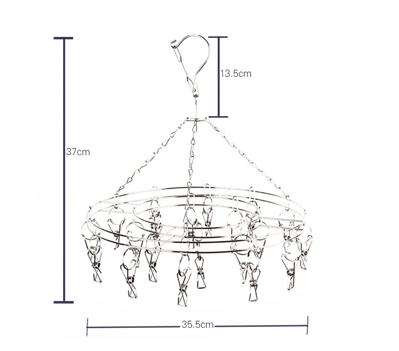 Wholesale Home Silver Metal iron Wire Hanging Dry Socks Coat Clothes Rack with Clip