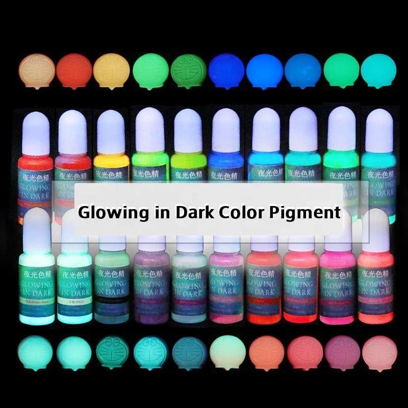 Wholesale Hot Sales Osbang 15 colors 10ml/bottle Fluorescent Color Pigment Glow In Dark Liquid Pigment for epoxy resin DIY Craft