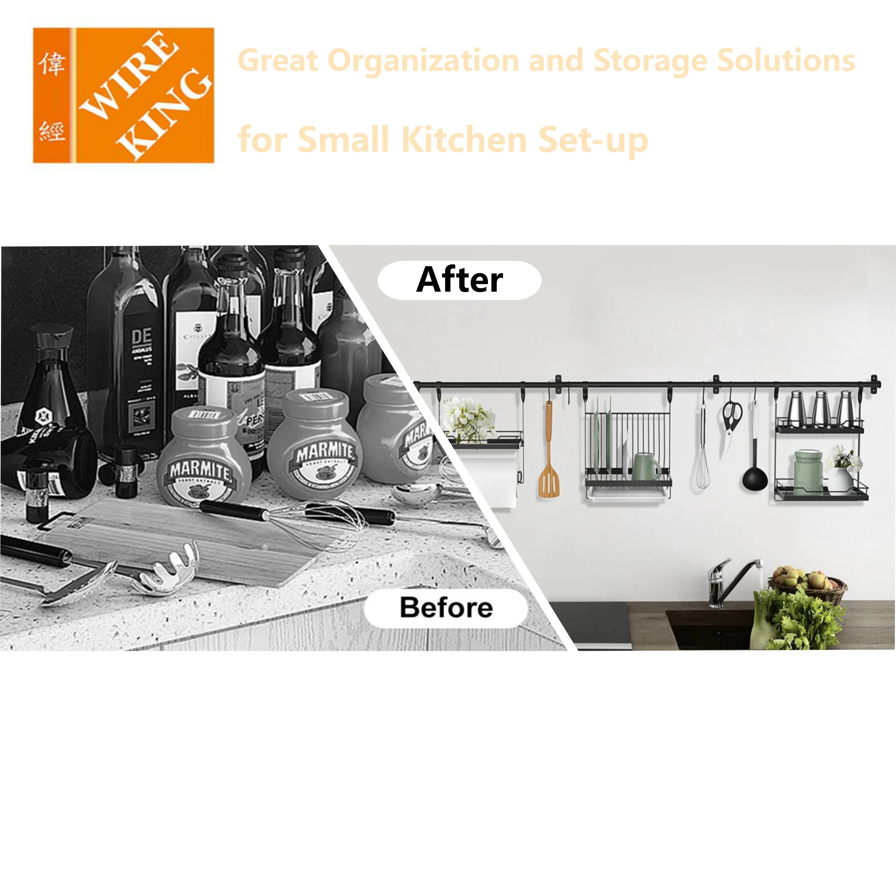 Wholesale Household Storage Kitchen Organization Racks and Holders Railing Series Kitchen hanging racks with S Hooks