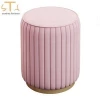wholesale modern furniture living room stool pink velvet round pouf ottoman