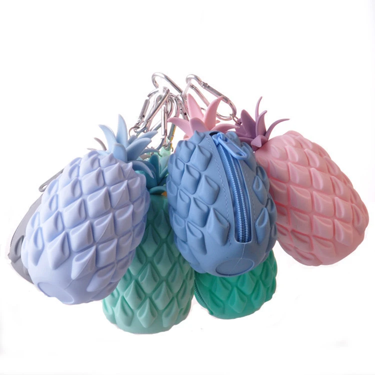 Wholesale Pineapple Shape Silicone Coin Purse With Zipper