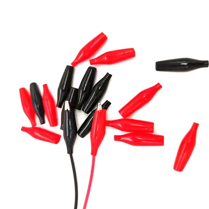 Wholesale Pl01 Small Soft Insulating Bush Insulating Material Alligator Clip Covers Red Black IN STOCK