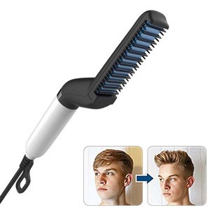 Wholesale Professional Beard Straightening Comb Customized Small electric Hair Straightener Brush For Men