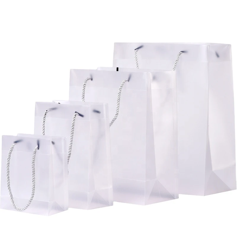 wholesale promotional clear transparent PP shopping bag hard plastic bag with custom logo