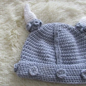 Wholesale pure handmade crochet baby hat knit cow devil hat