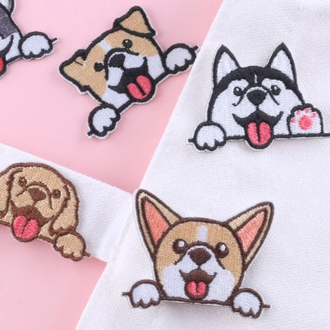 Wholesale self-adhesive cartoon service dog patches for clothes badge paste on garment clothing bag accessories