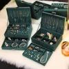 wholesale Sell well Tray Showcase  Ring Luxury Display With lock  jewelry Storage Organizer velvet jewelry Box