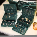 wholesale Sell well Tray Showcase  Ring Luxury Display With lock  jewelry Storage Organizer velvet jewelry Box
