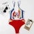 Wholesale Stripe Lace up Ruffle One Piece Thong Monokini Swimming Wear Bathing Suits Swimwear Designer Bikini