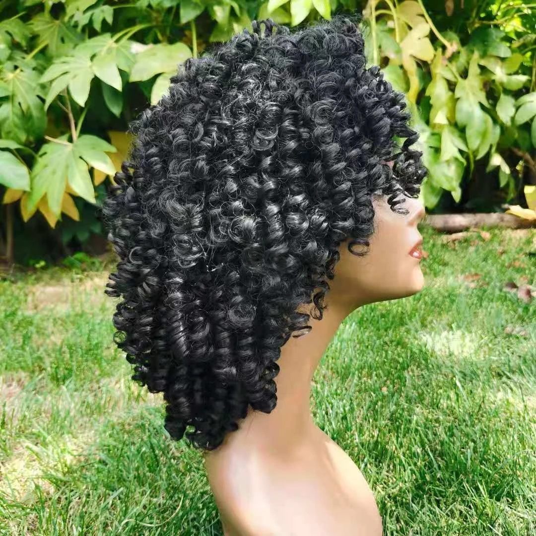 wholesale wig vendors heat resistant fiber afro kinky short curly synthetic hair wigs for black women