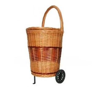 Wicker shopping cart with 2 wheels wicker shopping baskets with wheels